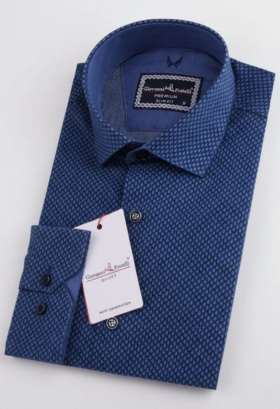 Slim Fit Uzun Kol Desenli Erkek Gömlek 3GMK311626001