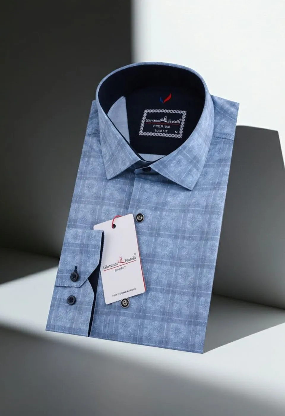 Slim Fit Uzun Kol Desenli Erkek Gömlek 3GMK311632002
