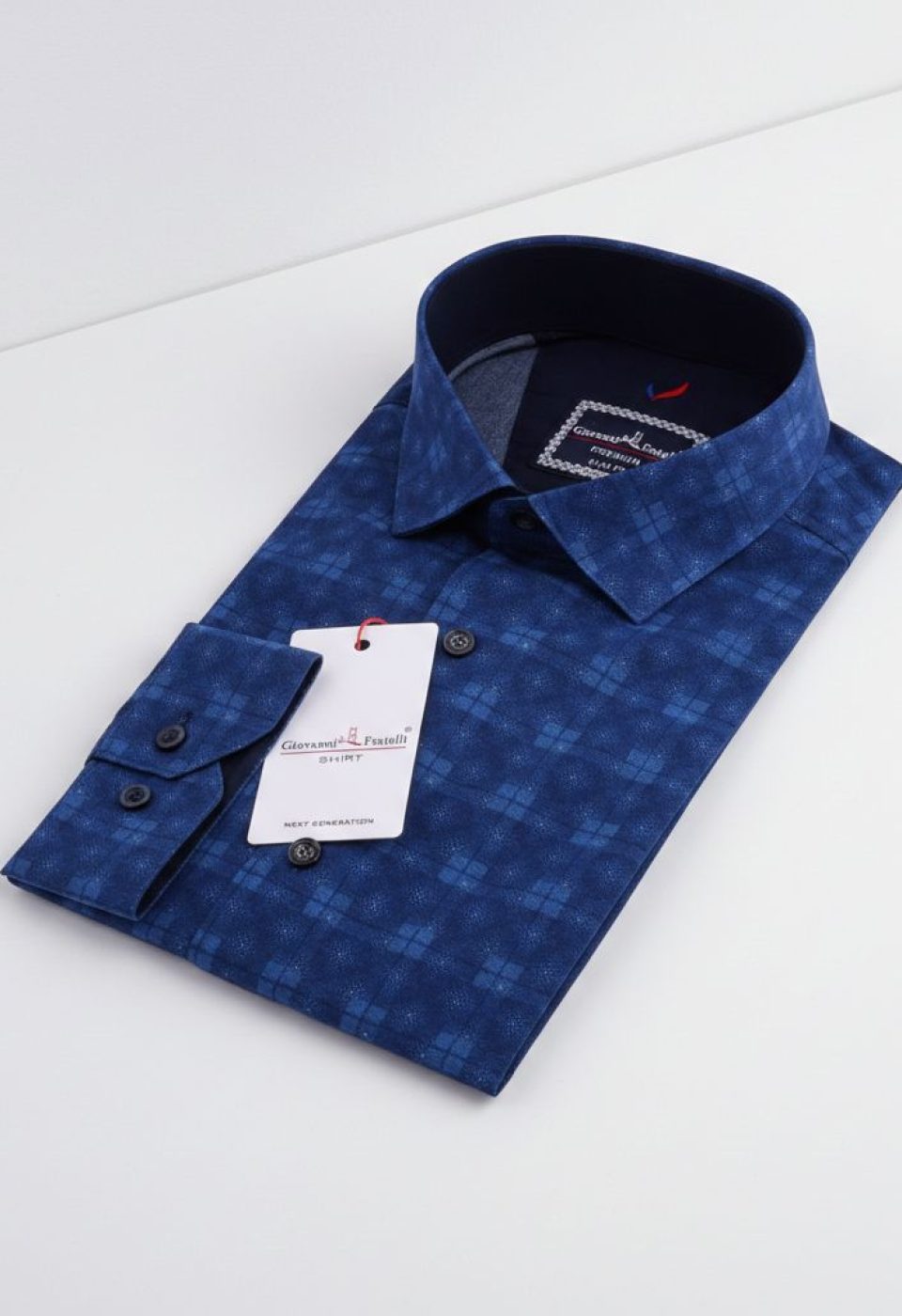 Slim Fit Uzun Kol Desenli Erkek Gömlek 3GMK311632003