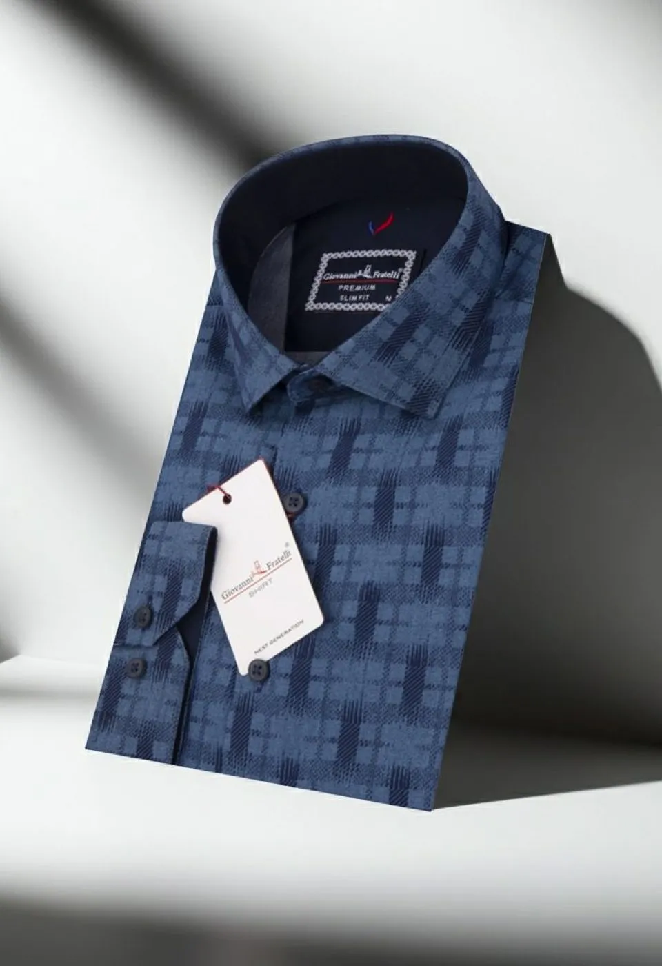 Slim Fit Uzun Kol Desenli Erkek Gömlek 3GMK311638013