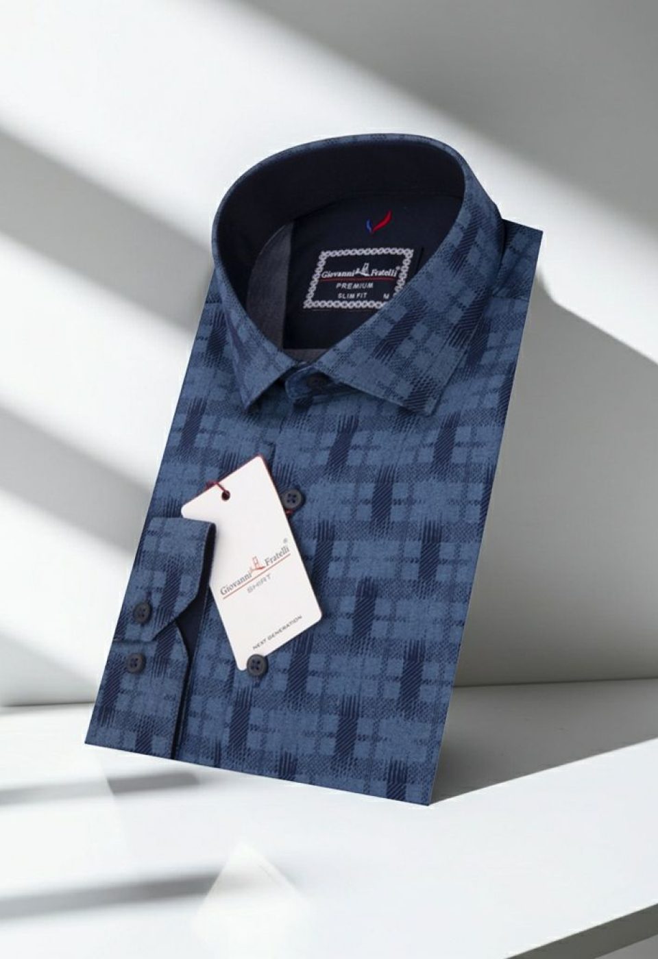 Slim Fit Uzun Kol Desenli Erkek Gömlek 3GMK311638013