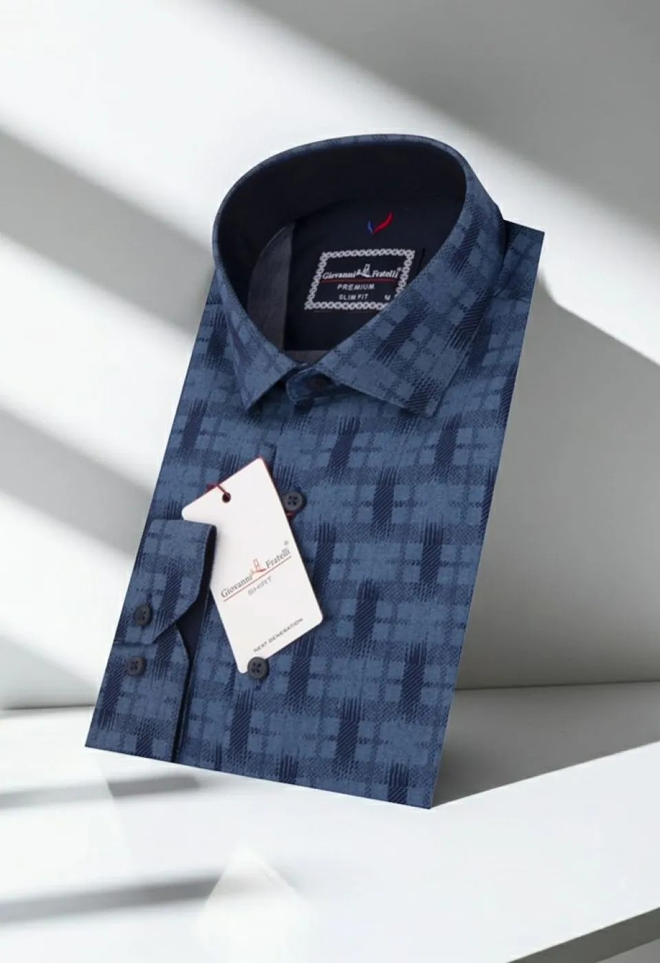 Slim Fit Uzun Kol Desenli Erkek Gömlek 3GMK311638013
