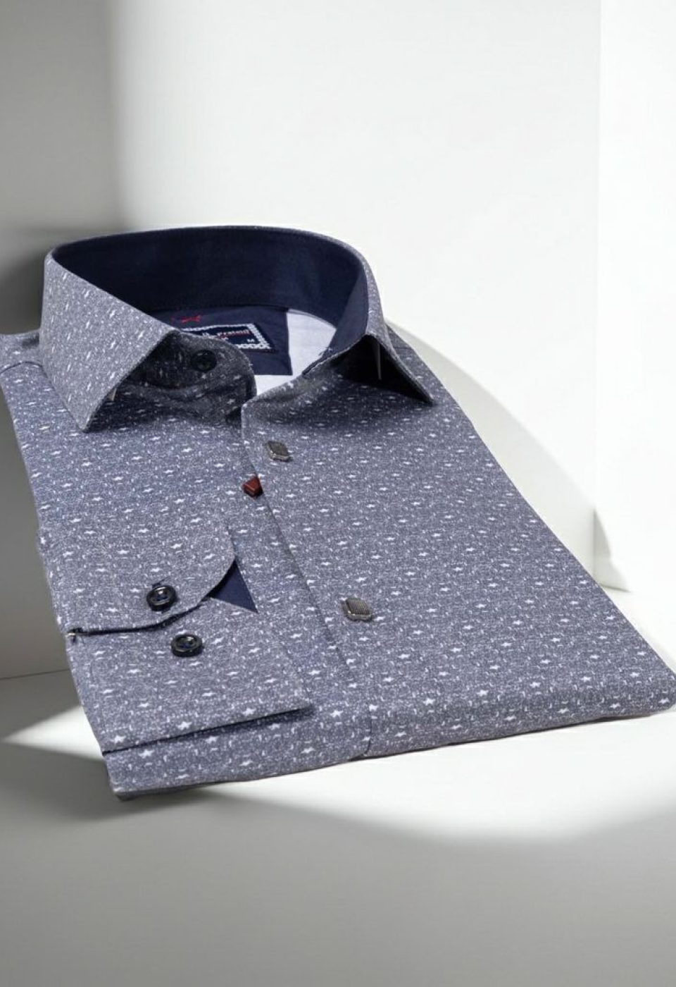 Slim Fit Uzun Kol Desenli Erkek Gömlek 3GMK311678007