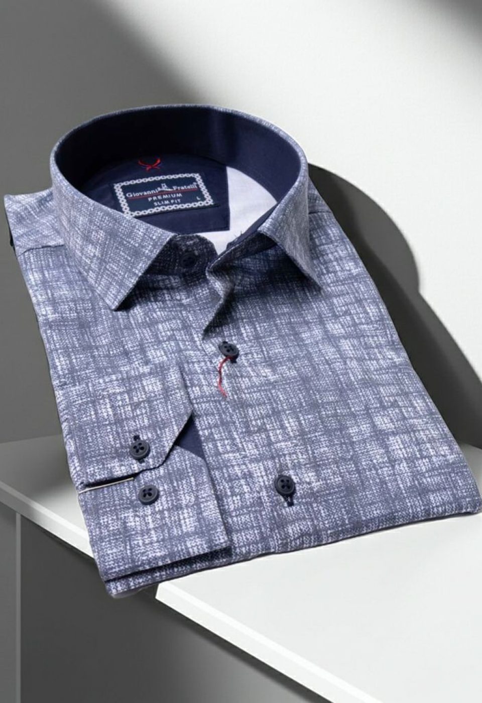 Slim Fit Uzun Kol Desenli Erkek Gömlek 3GMK311679001