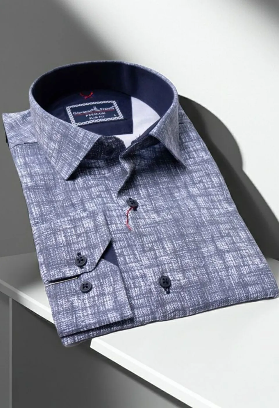 Slim Fit Uzun Kol Desenli Erkek Gömlek 3GMK311679001