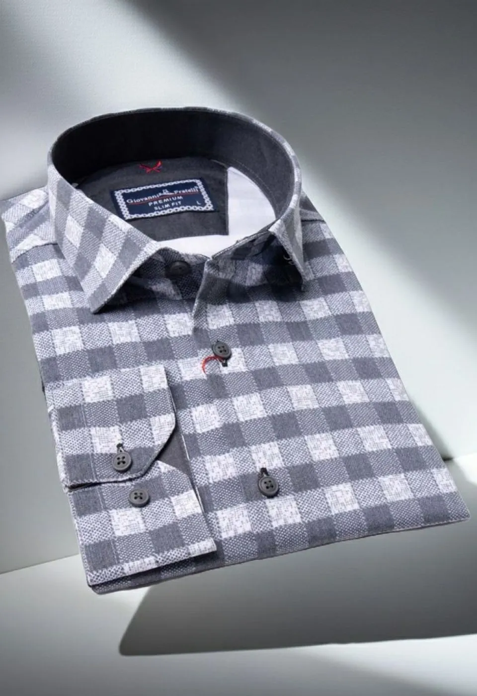 Slim Fit Uzun Kol Desenli Erkek Gömlek 3GMK311679002