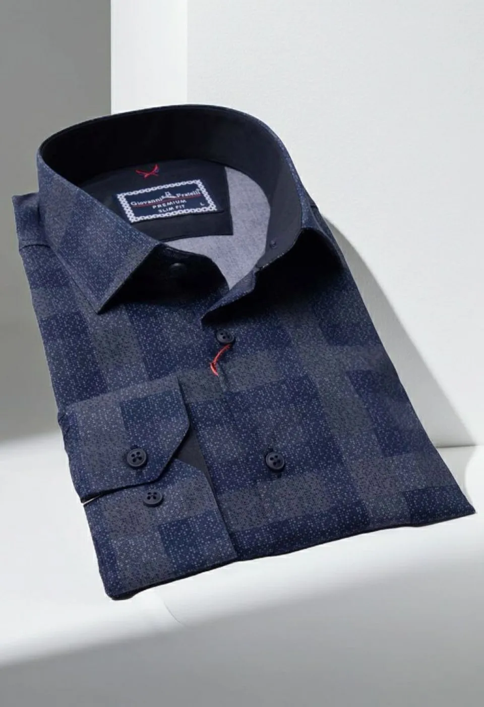 Slim Fit Uzun Kol Desenli Erkek Gömlek 3GMK311679008
