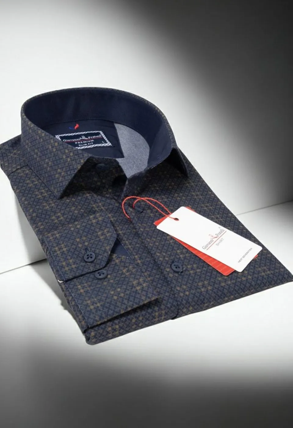 Slim Fit Uzun Kol Desenli Erkek Gömlek 3GMK311681002