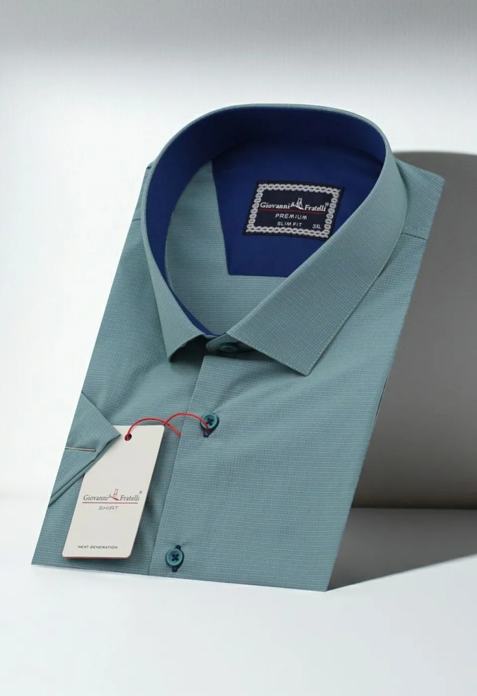 Büyük Beden Slim Fit Kısa Kol Desenli Erkek Gömlek 4GMK311702003