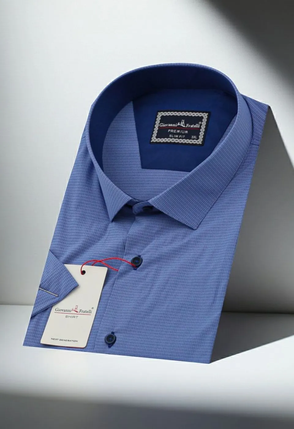 Büyük Beden Slim Fit Kısa Kol Desenli Erkek Gömlek 4GMK311702004 - Giovanni Fratelli