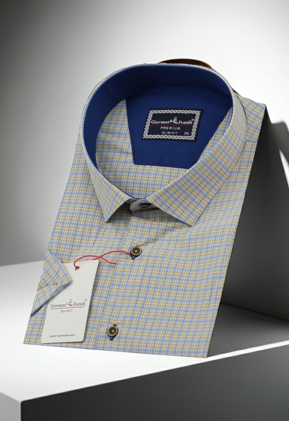 Büyük Beden Slim Fit Kısa Kol Desenli Erkek Gömlek 4GMK311702005