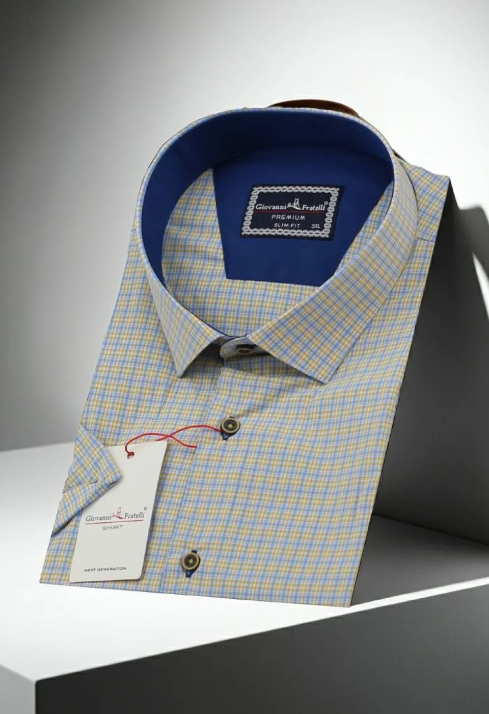 Büyük Beden Slim Fit Kısa Kol Desenli Erkek Gömlek 4GMK311702005