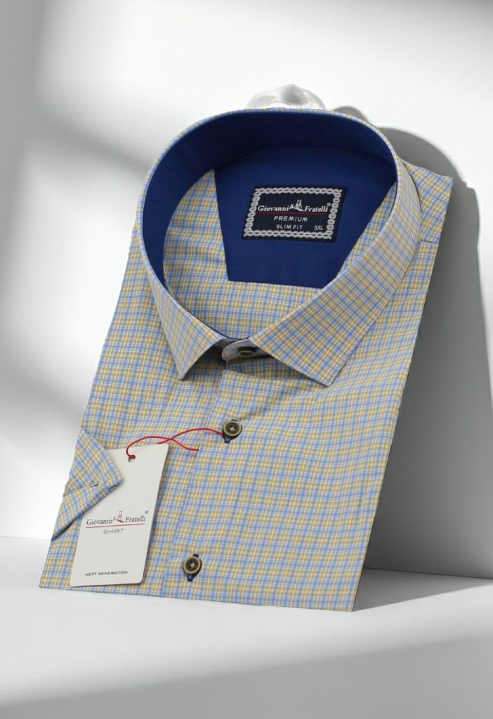 Büyük Beden Slim Fit Kısa Kol Desenli Erkek Gömlek 4GMK311702005