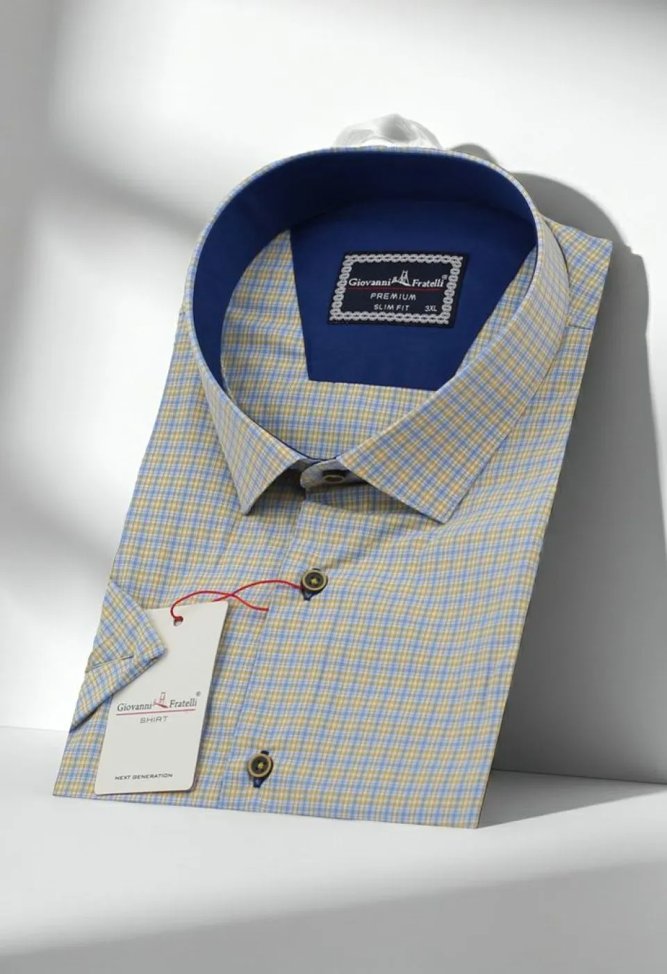 Büyük Beden Slim Fit Kısa Kol Desenli Erkek Gömlek 4GMK311702005