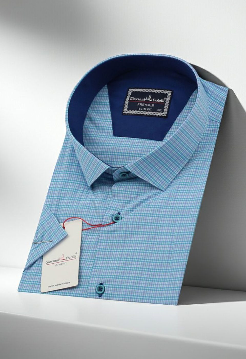 Büyük Beden Slim Fit Kısa Kol Desenli Erkek Gömlek 4GMK311702006