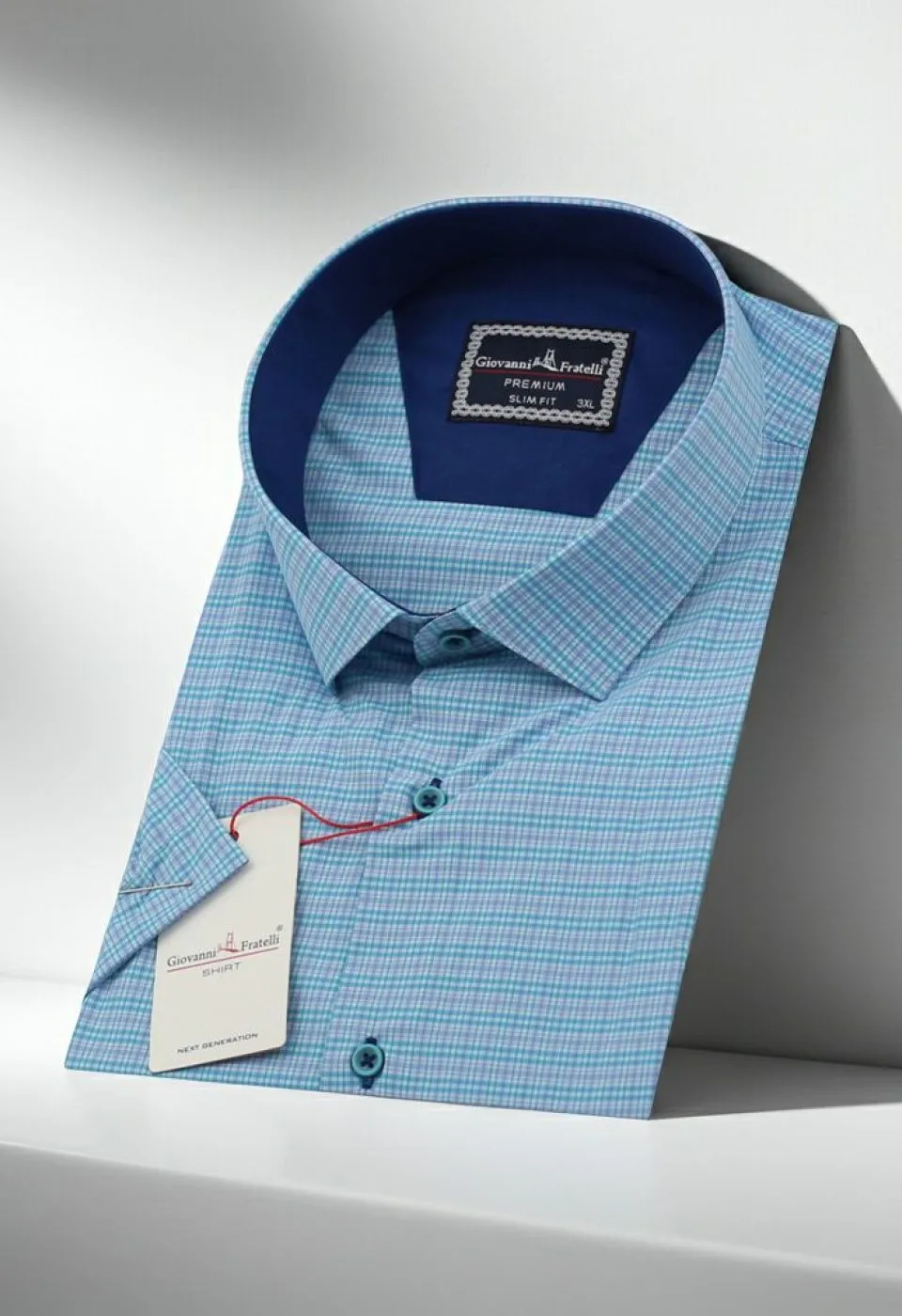 Büyük Beden Slim Fit Kısa Kol Desenli Erkek Gömlek 4GMK311702006 - Giovanni Fratelli