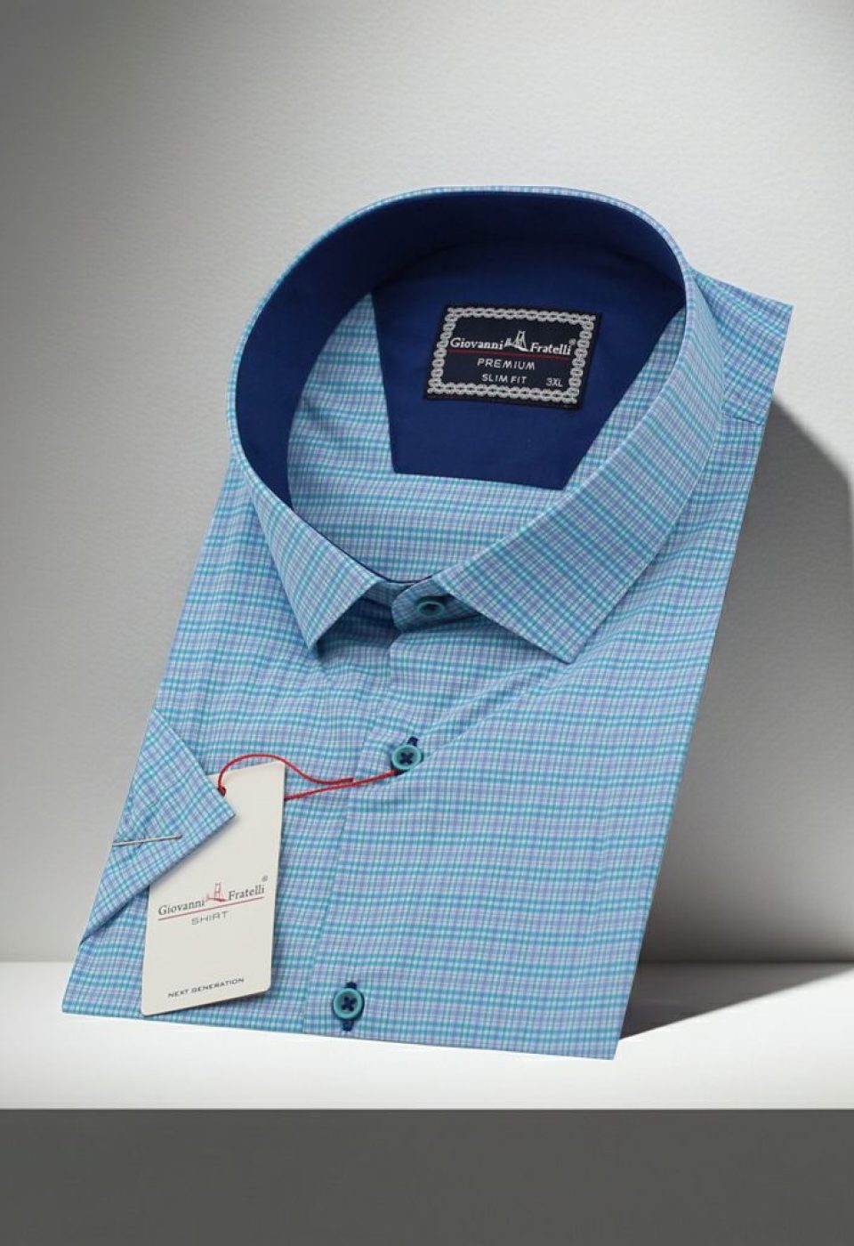 Büyük Beden Slim Fit Kısa Kol Desenli Erkek Gömlek 4GMK311702006