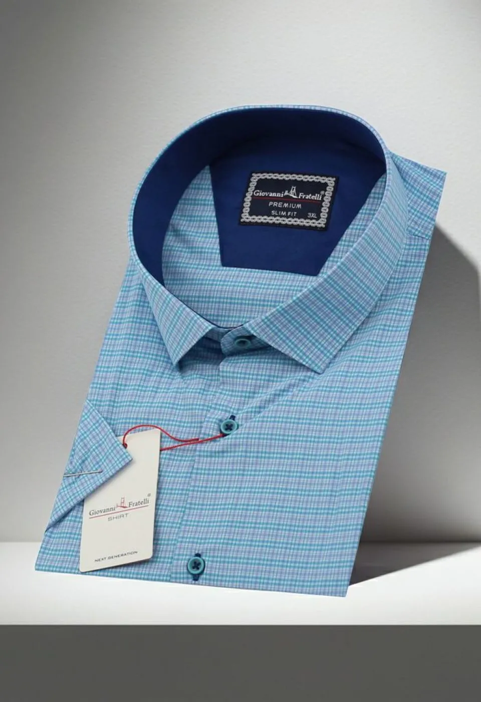Büyük Beden Slim Fit Kısa Kol Desenli Erkek Gömlek 4GMK311702006 - Giovanni Fratelli