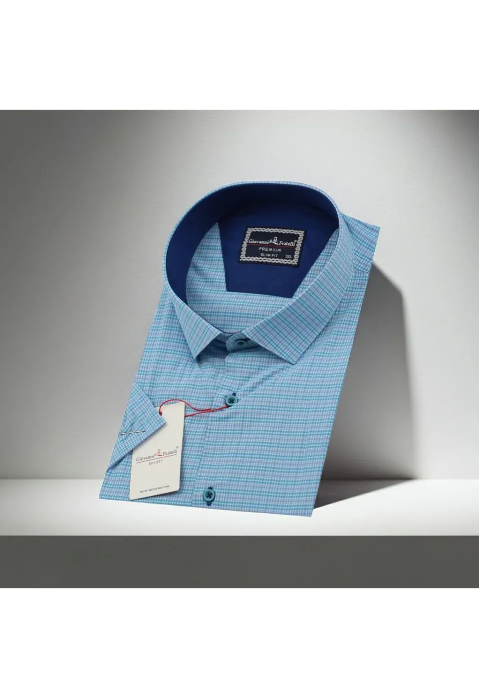 Büyük Beden Slim Fit Kısa Kol Desenli Erkek Gömlek 4GMK311702006 - Giovanni Fratelli