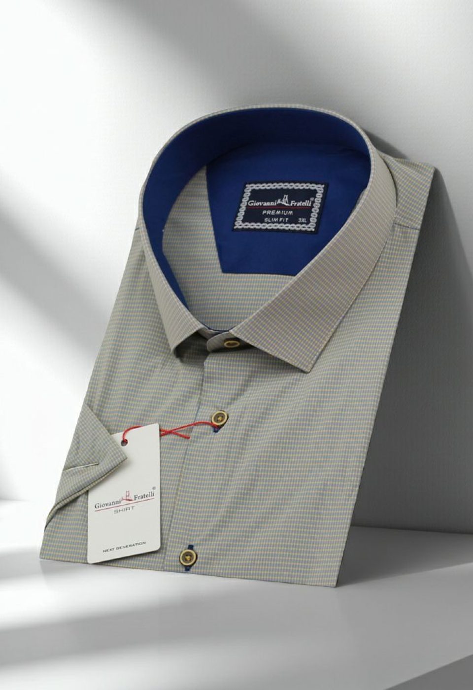 Büyük Beden Slim Fit Kısa Kol Desenli Erkek Gömlek 4GMK311702007