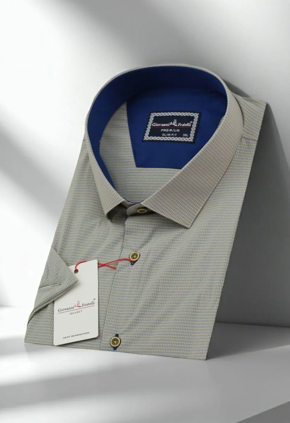 Büyük Beden Slim Fit Kısa Kol Desenli Erkek Gömlek 4GMK311702007