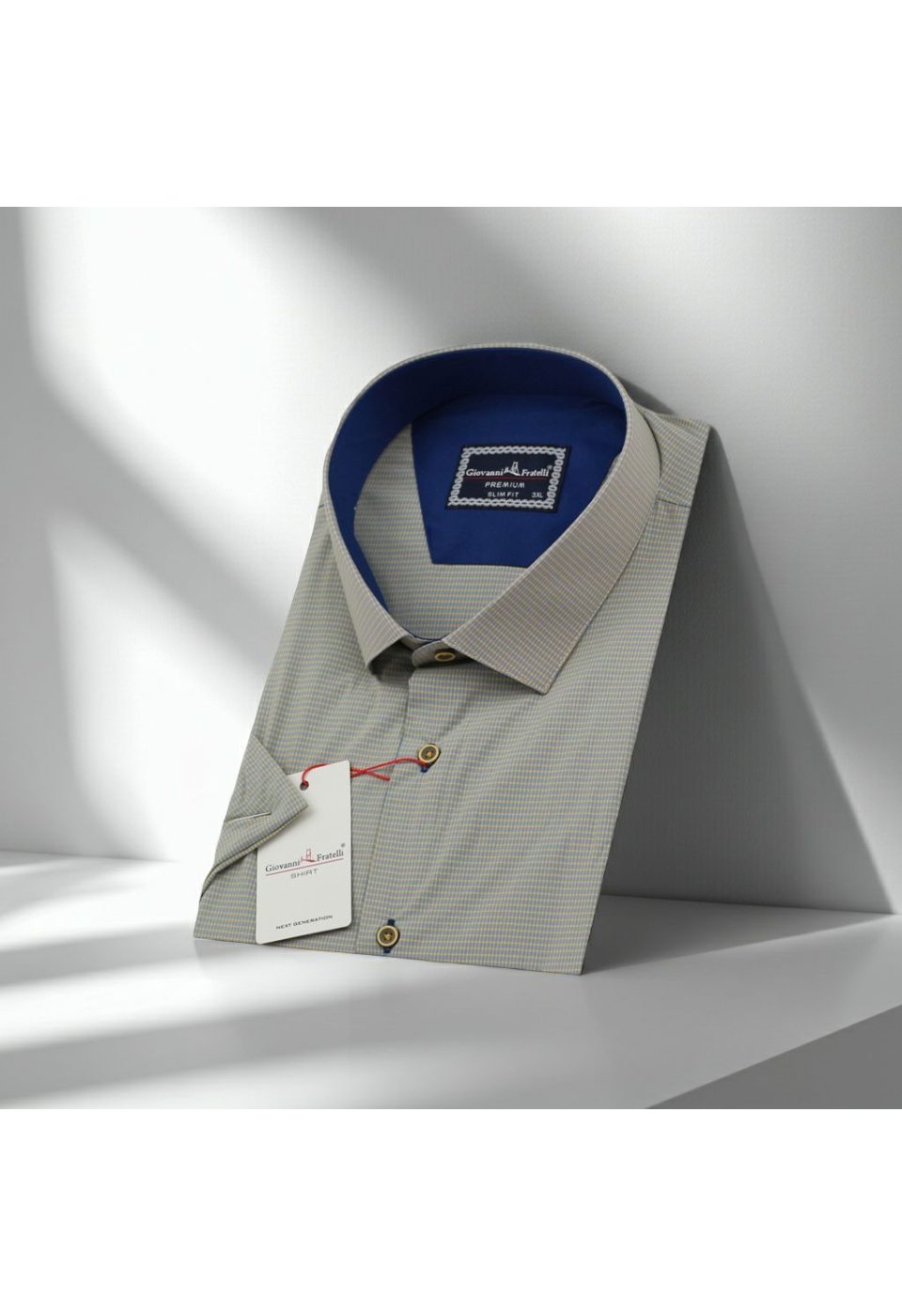 Büyük Beden Slim Fit Kısa Kol Desenli Erkek Gömlek 4GMK311702007 - Giovanni Fratelli
