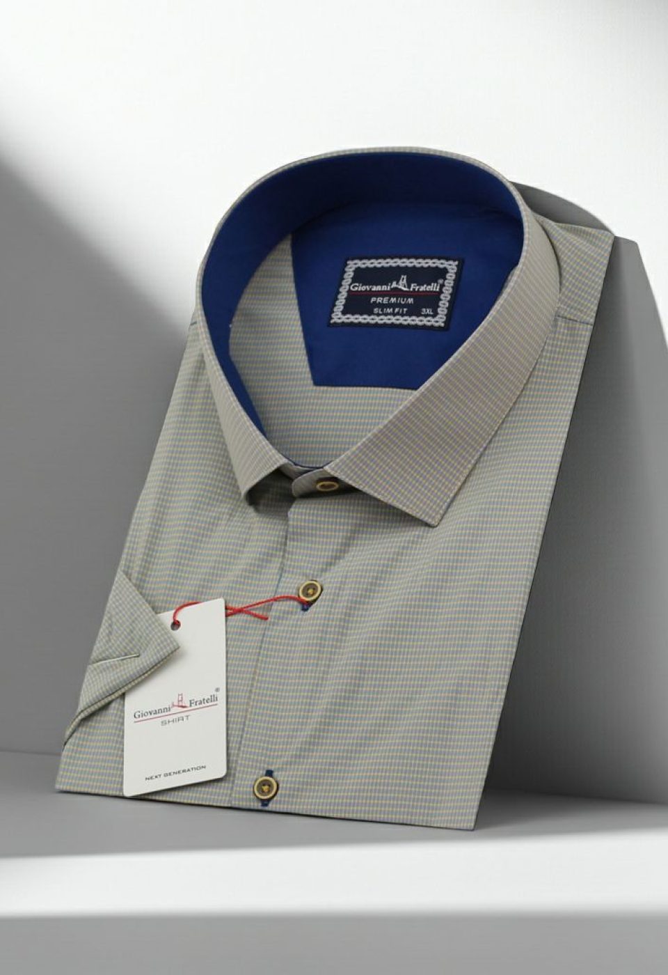 Büyük Beden Slim Fit Kısa Kol Desenli Erkek Gömlek 4GMK311702007