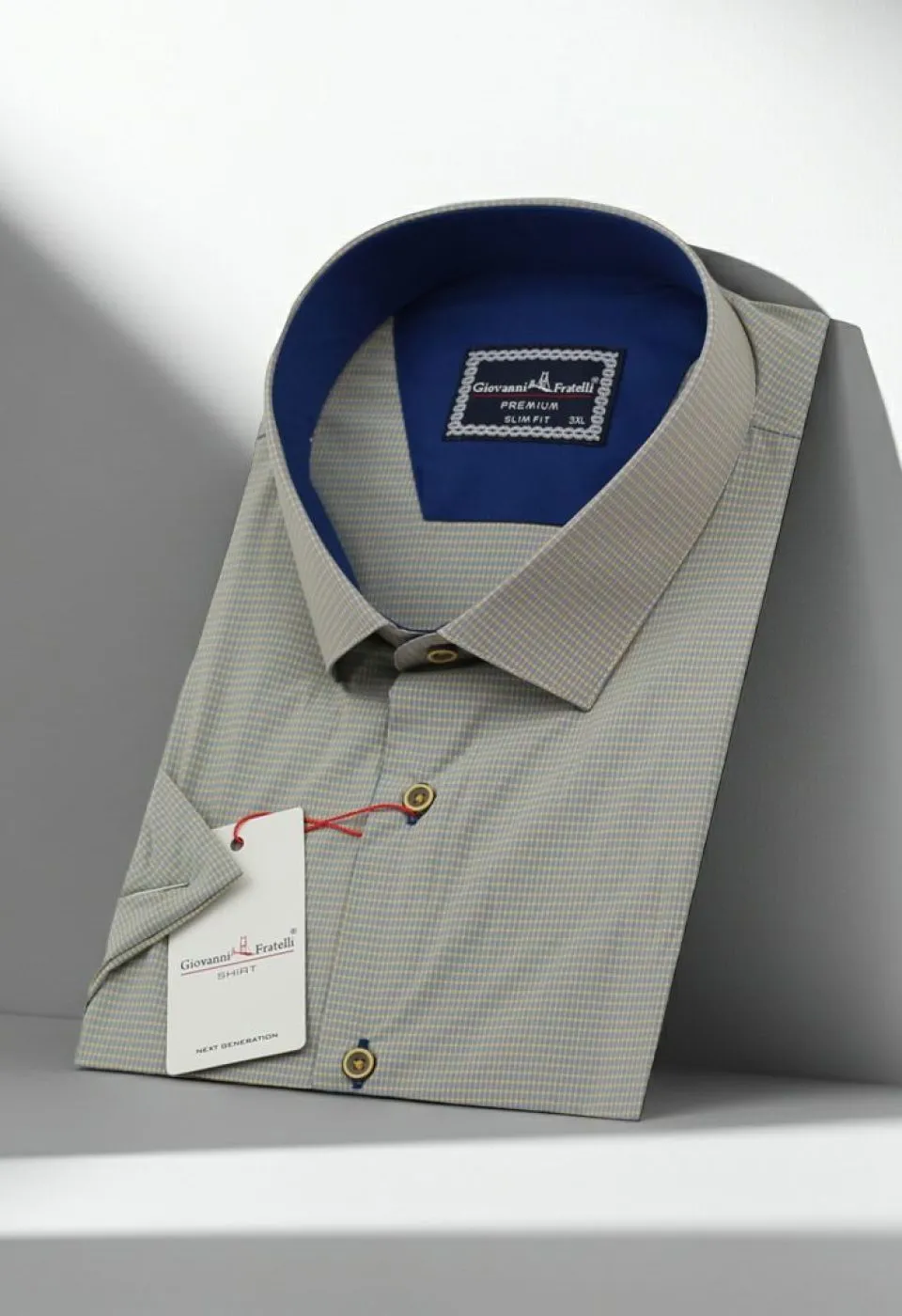 Büyük Beden Slim Fit Kısa Kol Desenli Erkek Gömlek 4GMK311702007
