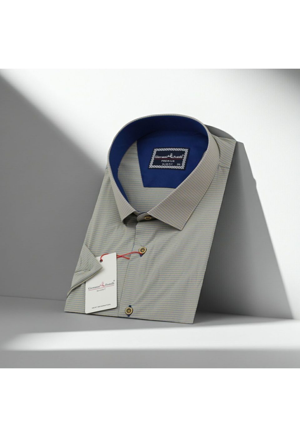 Büyük Beden Slim Fit Kısa Kol Desenli Erkek Gömlek 4GMK311702007 - Giovanni Fratelli