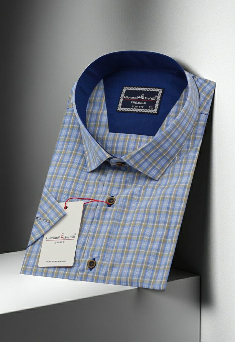 Büyük Beden Slim Fit Kısa Kol Desenli Erkek Gömlek 4GMK311703002