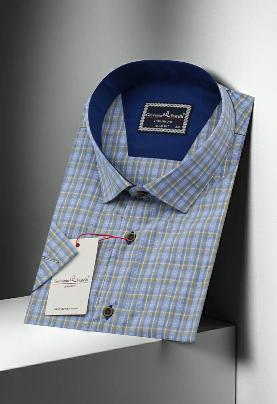 Büyük Beden Slim Fit Kısa Kol Desenli Erkek Gömlek 4GMK311703002
