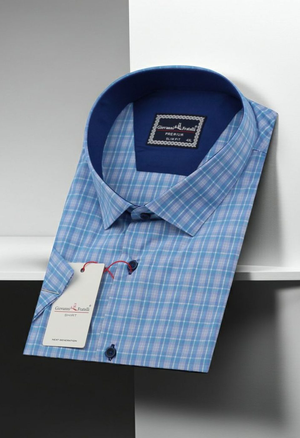 1703 BT CR K 004 Büyük Beden Slim Fit Kısa Kol Desenli Erkek Gömlek 4GMK311703004 - Giovanni Fratelli