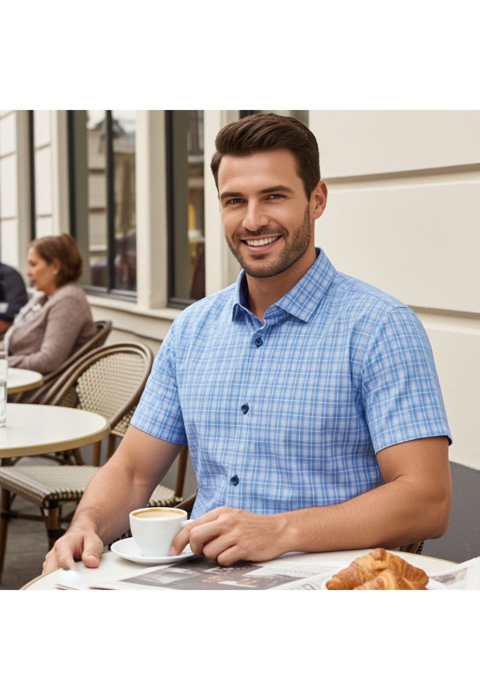 1703 BT CR K 004 Büyük Beden Slim Fit Kısa Kol Desenli Erkek Gömlek 4GMK311703004 - Giovanni Fratelli