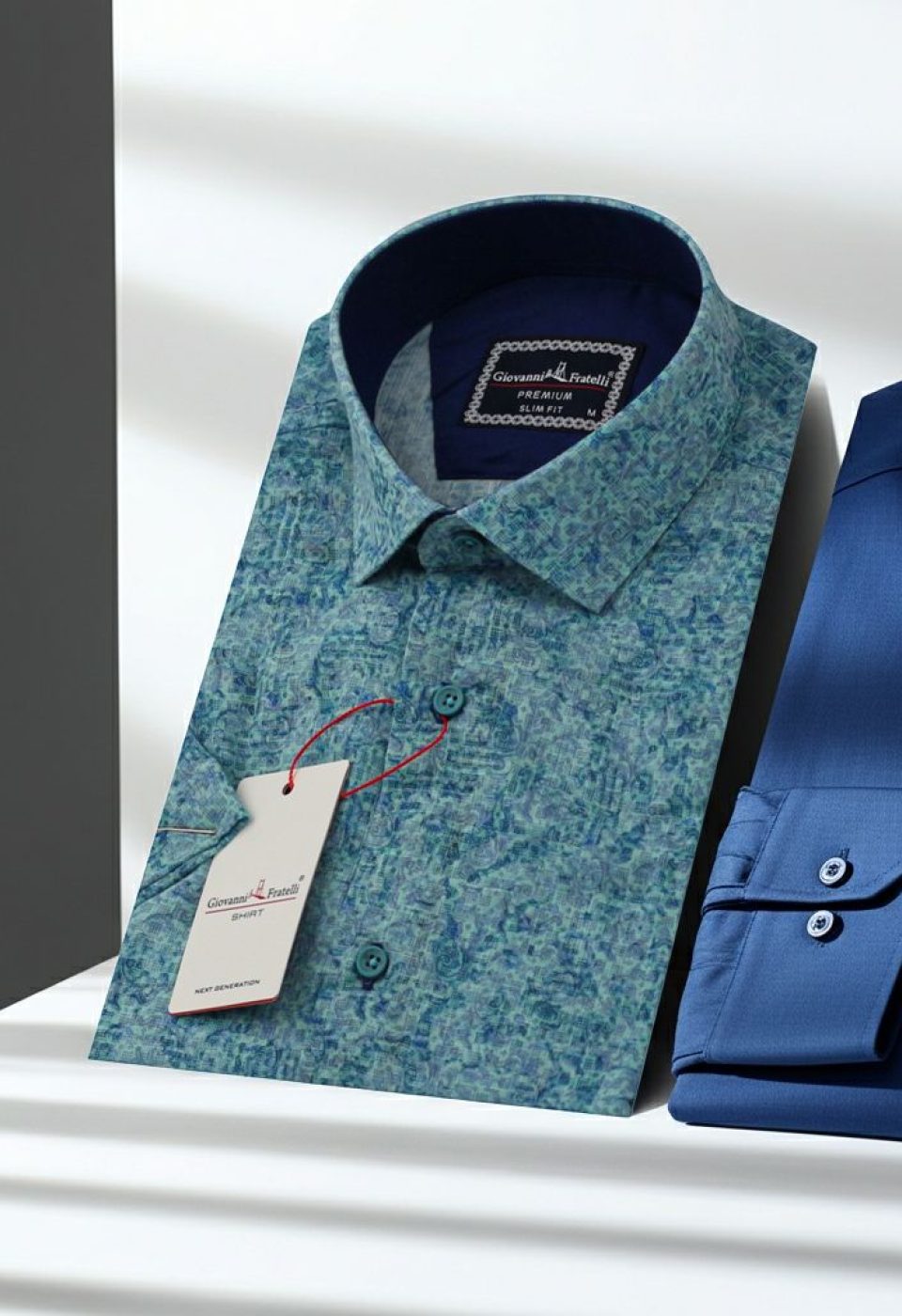 Slim Fit Kısa Kol Desenli Sıcak Baskı Erkek Gömlek 3GMK311716001 - Giovanni Fratelli