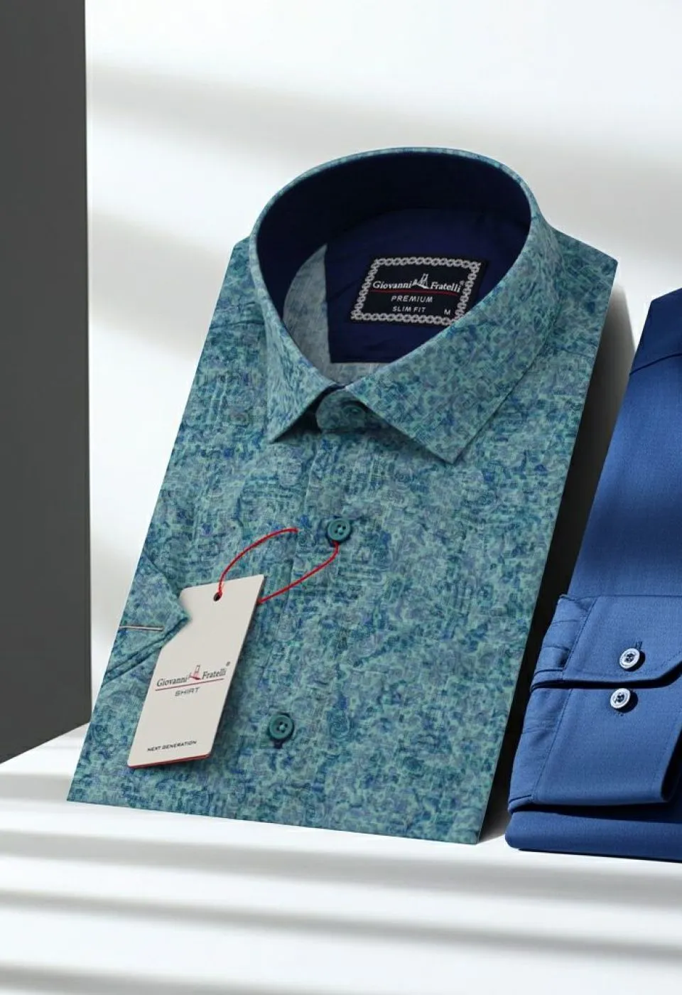 Slim Fit Kısa Kol Desenli Sıcak Baskı Erkek Gömlek 3GMK311716001 - Giovanni Fratelli