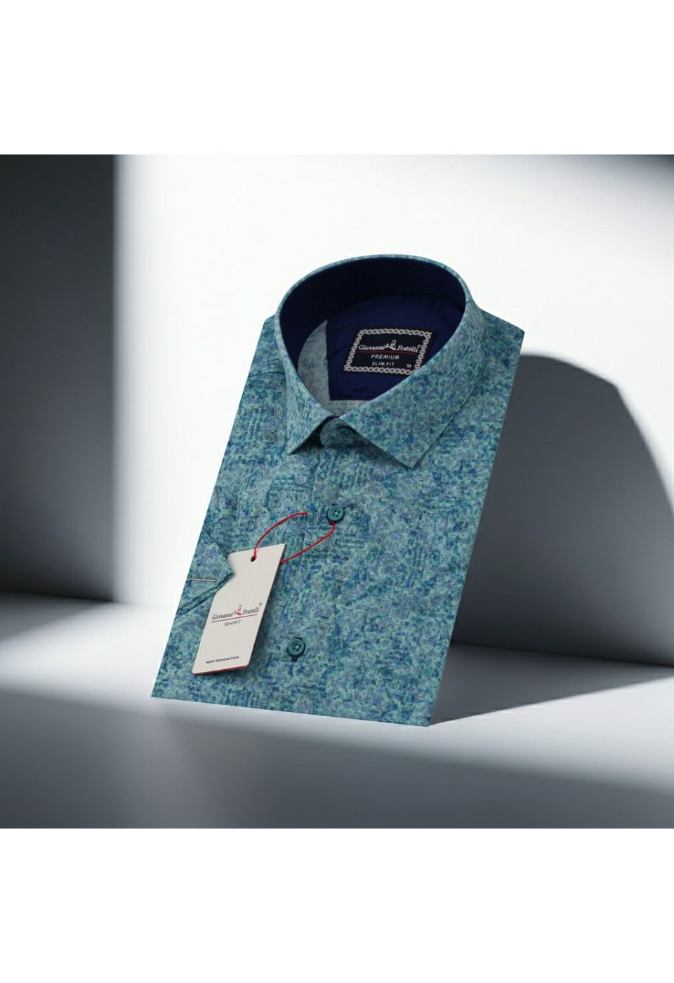 Slim Fit Kısa Kol Desenli Sıcak Baskı Erkek Gömlek 3GMK311716001 - Giovanni Fratelli