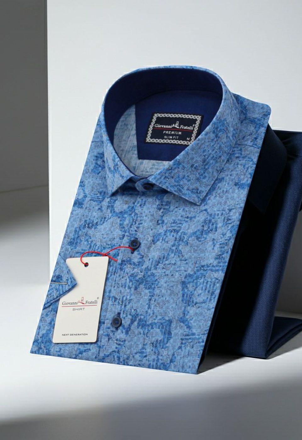 Slim Fit Kısa Kol Desenli Sıcak Baskı Erkek Gömlek 3GMK311716002 - Giovanni Fratelli