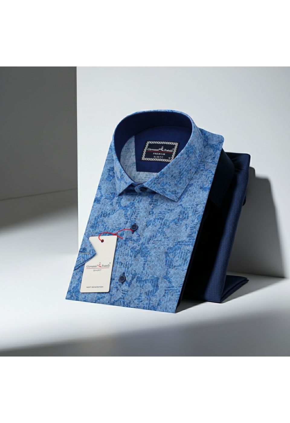 Slim Fit Kısa Kol Desenli Sıcak Baskı Erkek Gömlek 3GMK311716002 - Giovanni Fratelli