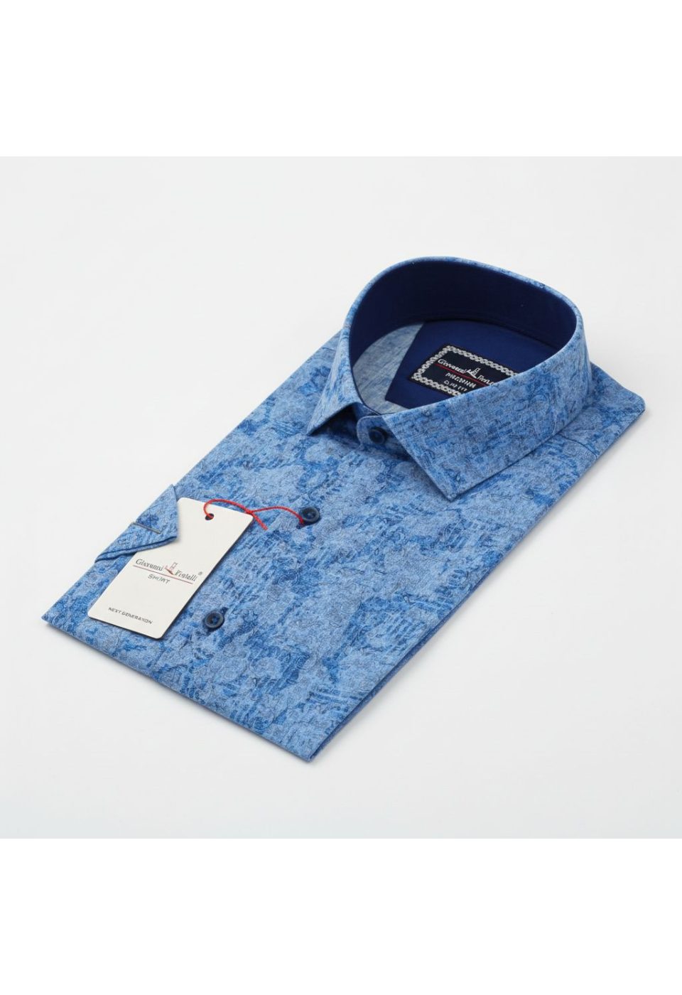 Slim Fit Kısa Kol Desenli Sıcak Baskı Erkek Gömlek 3GMK311716002 - Giovanni Fratelli