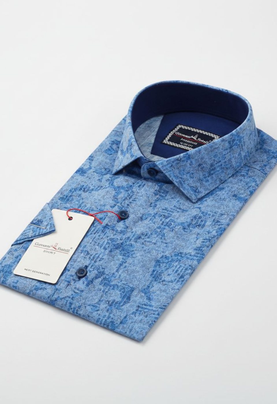 Slim Fit Kısa Kol Desenli Sıcak Baskı Erkek Gömlek 3GMK311716002 - Giovanni Fratelli