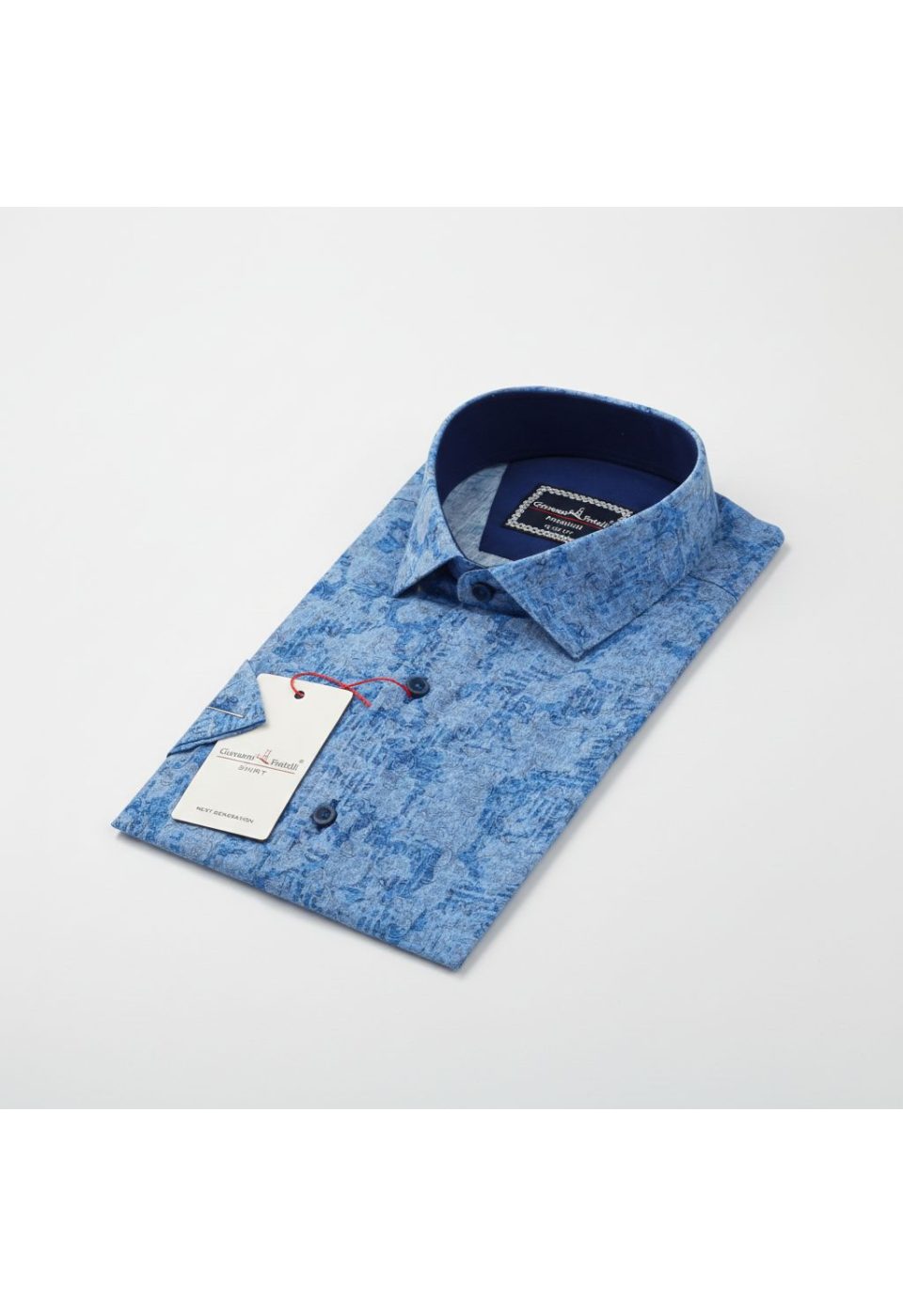Slim Fit Kısa Kol Desenli Sıcak Baskı Erkek Gömlek 3GMK311716002 - Giovanni Fratelli