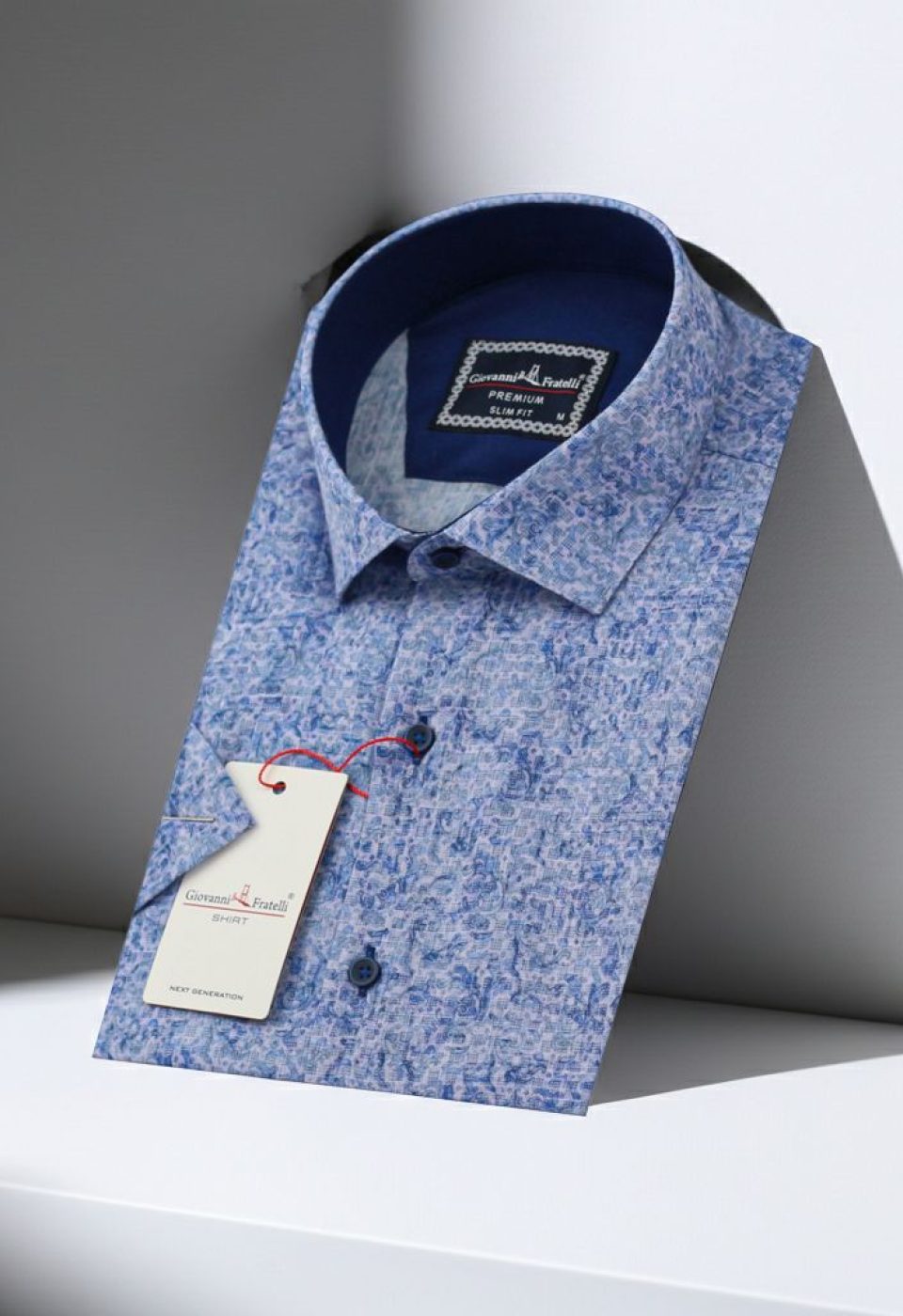 Slim Fit Kısa Kol Desenli Sıcak Baskı Erkek Gömlek 3GMK311716003 - Giovanni Fratelli