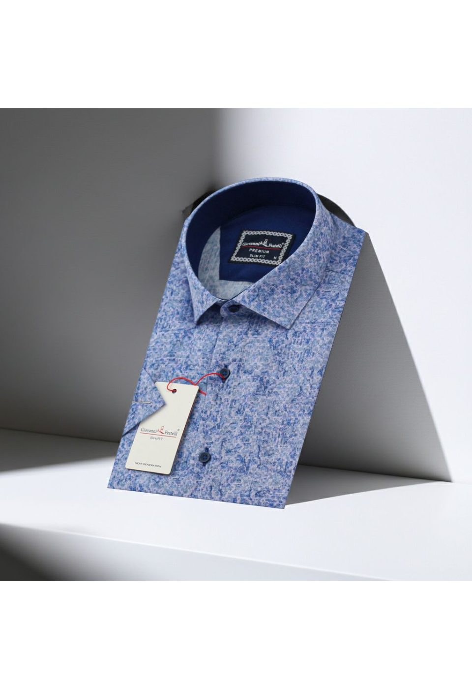 Slim Fit Kısa Kol Desenli Sıcak Baskı Erkek Gömlek 3GMK311716003 - Giovanni Fratelli