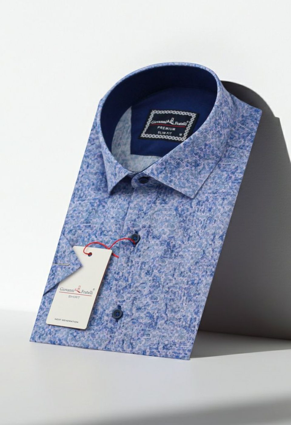 Slim Fit Kısa Kol Desenli Sıcak Baskı Erkek Gömlek 3GMK311716003