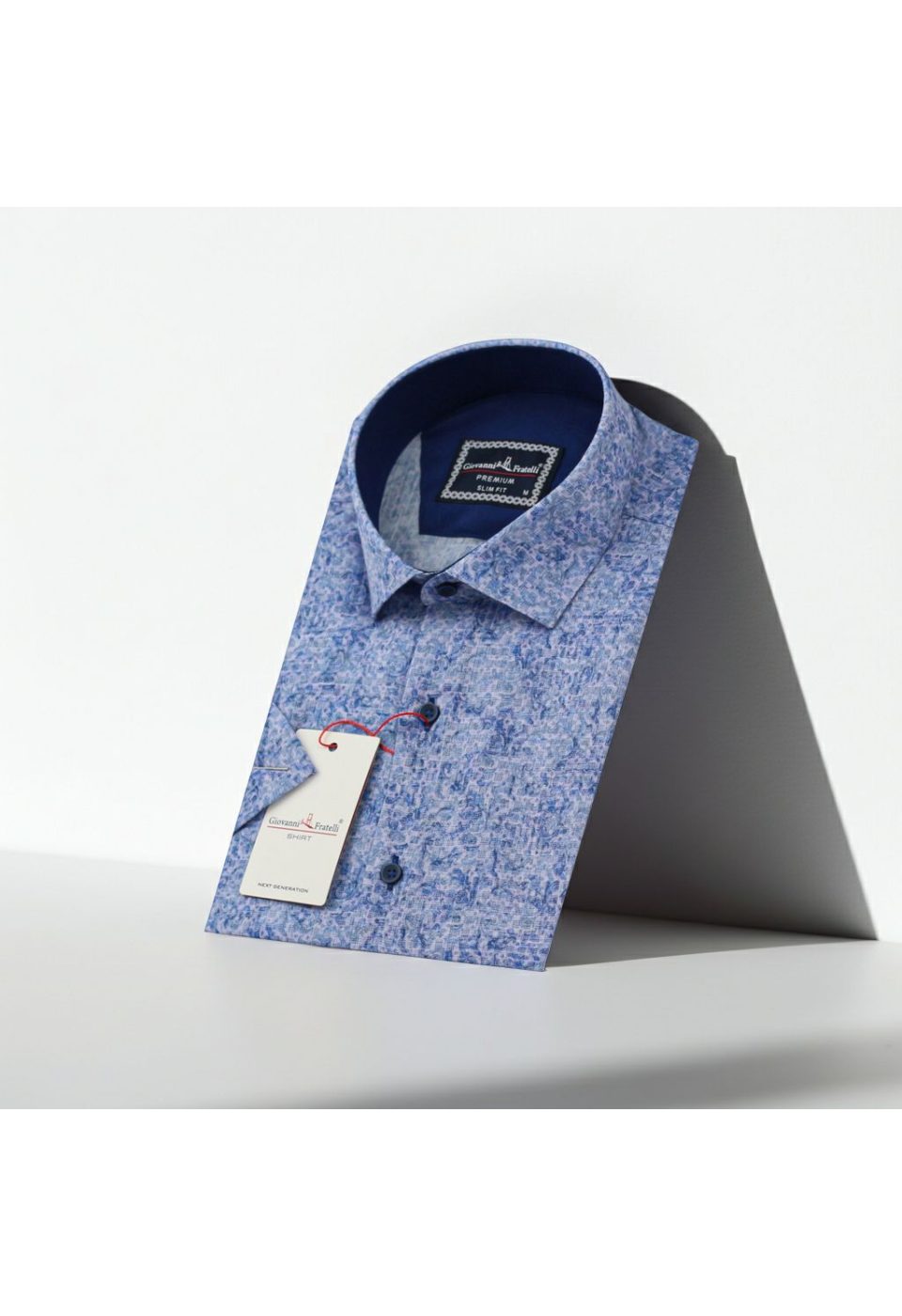 Slim Fit Kısa Kol Desenli Sıcak Baskı Erkek Gömlek 3GMK311716003 - Giovanni Fratelli