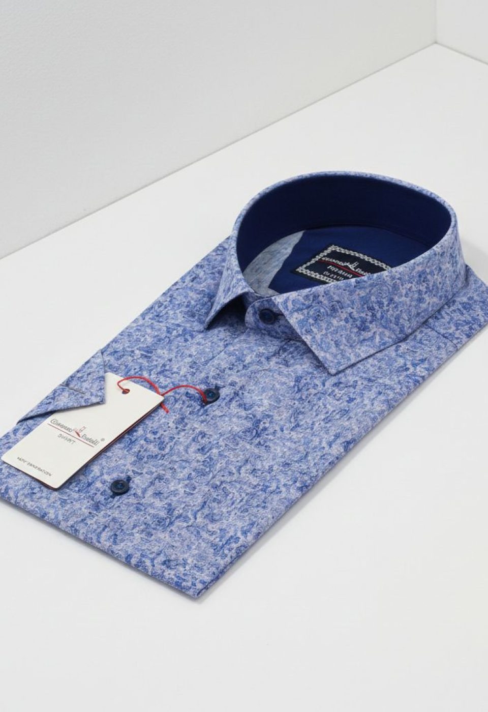 Slim Fit Kısa Kol Desenli Sıcak Baskı Erkek Gömlek 3GMK311716003 - Giovanni Fratelli
