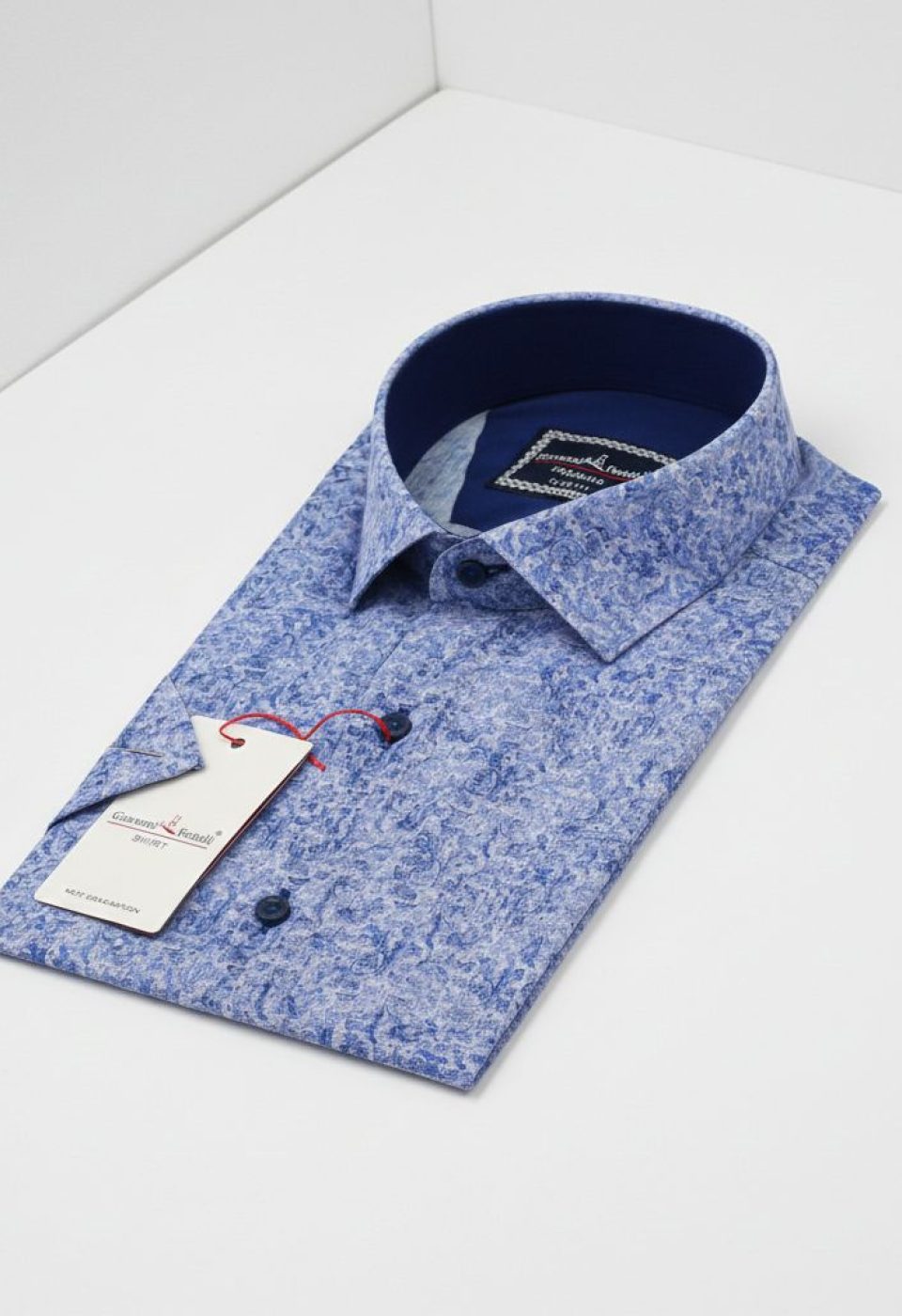 Slim Fit Kısa Kol Desenli Sıcak Baskı Erkek Gömlek 3GMK311716003