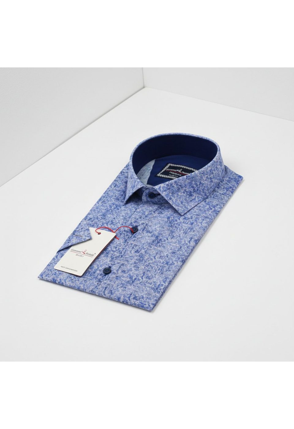 Slim Fit Kısa Kol Desenli Sıcak Baskı Erkek Gömlek 3GMK311716003 - Giovanni Fratelli
