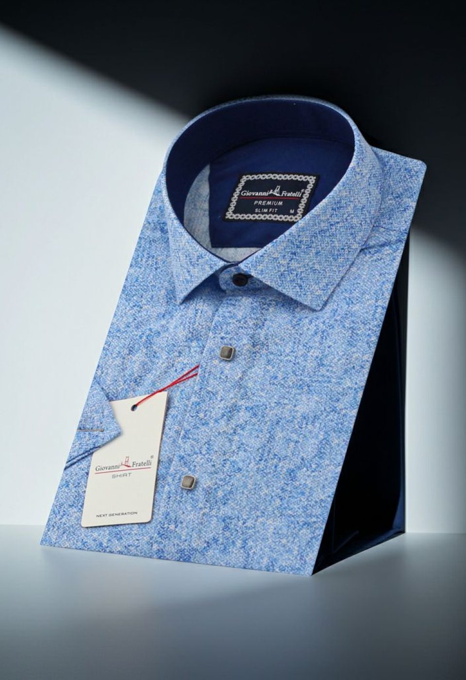 Slim Fit Kısa Kol Desenli Sıcak Baskı Erkek Gömlek 3GMK311719002 - Giovanni Fratelli