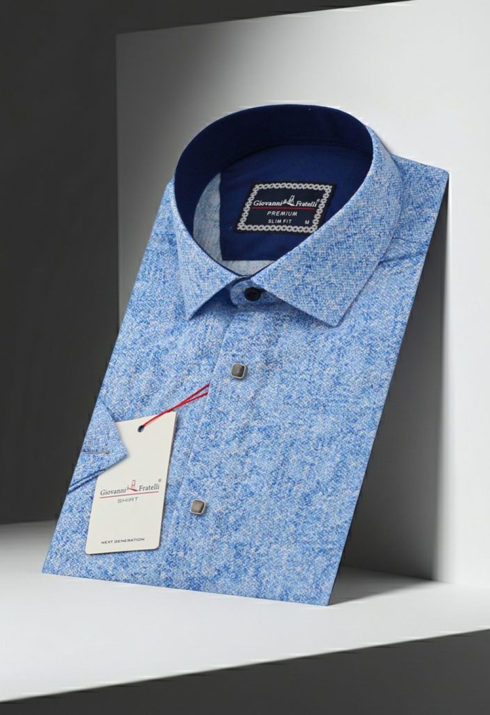 Slim Fit Kısa Kol Desenli Sıcak Baskı Erkek Gömlek 3GMK311719002